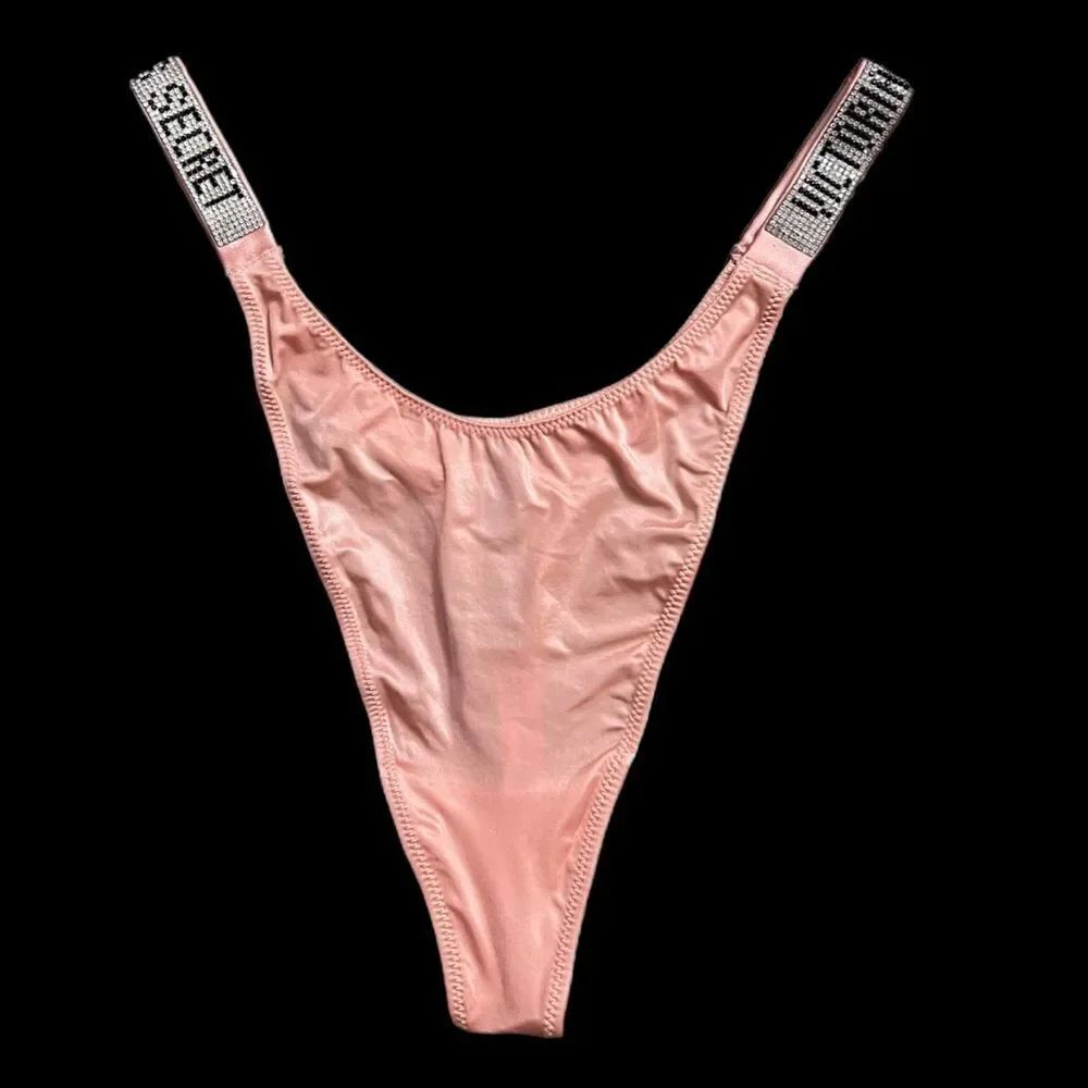 Victorias Secret Very Sexy Bling Bombshell shine strap Thong Panty peach Xl